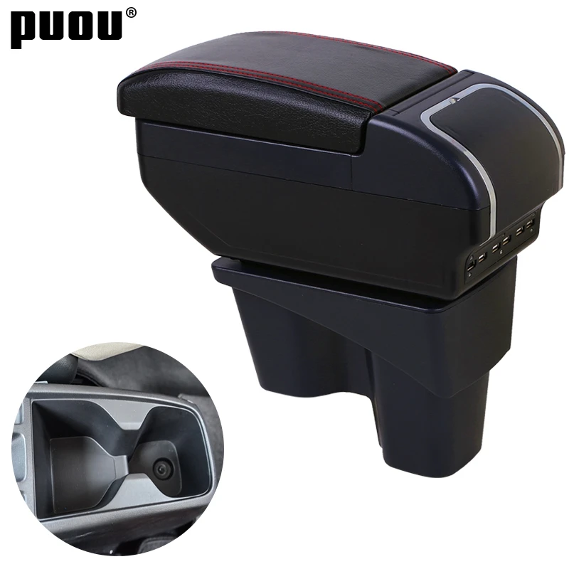 For Honda New City Armrest Dual Layer Large Space Pu Leather Central