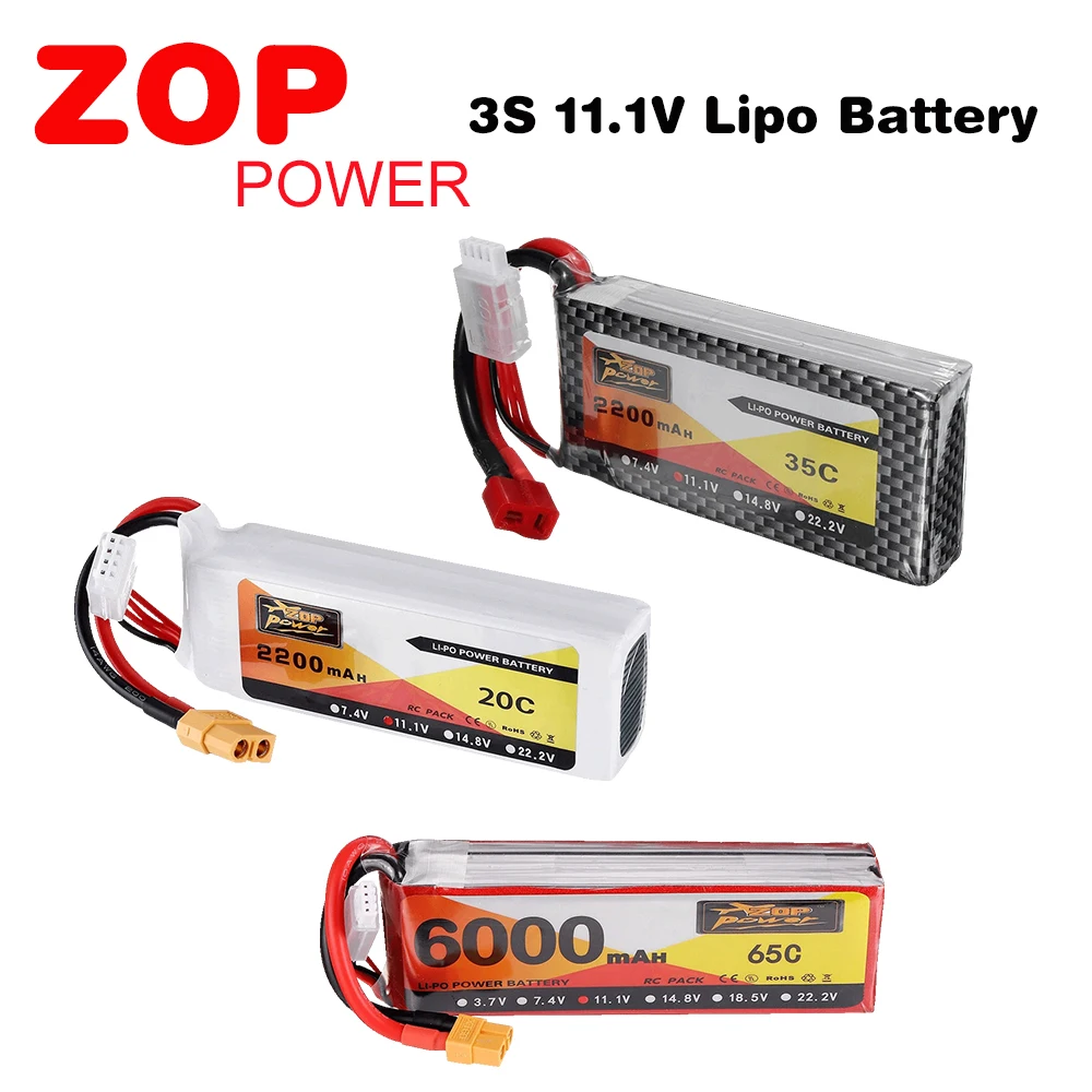 ZOP Power 3S 11.1V 1000 1400 1500 1800 2200 2700 2800 3500 4000 4200 5000 6000mAh Lipo Battery W/ T/XT60 Plug for RC Car Drone | Игрушки и