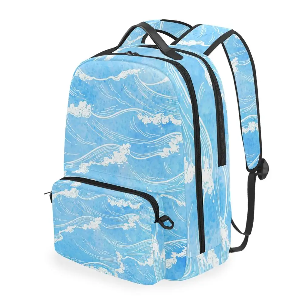 

ALAZA School Bag Women 2-in-1multi-function Backpack girls Blue coast printing Detachable Backpack Student Schoolbag Leisure bag