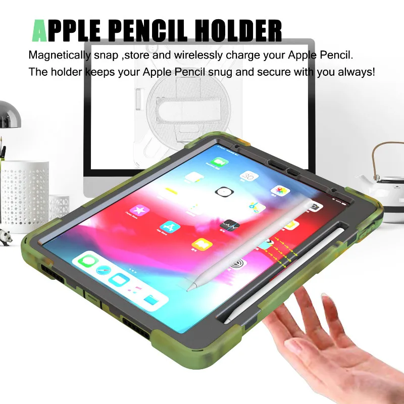 Силиконовый чехол-подставка для ПК, ударопрочный чехол для iPad Pro 11 a1980a2013 A1934 a79. чехол с держателем для карандашей, ремешок на плечо+ пленка
