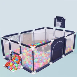 Livraison directe, clôture de sécurité pour bébé, parc pour bébé avec panier de basket ball terrain de football aire de jeux intérieure pour enfants 3 mois ~ 6 ans 