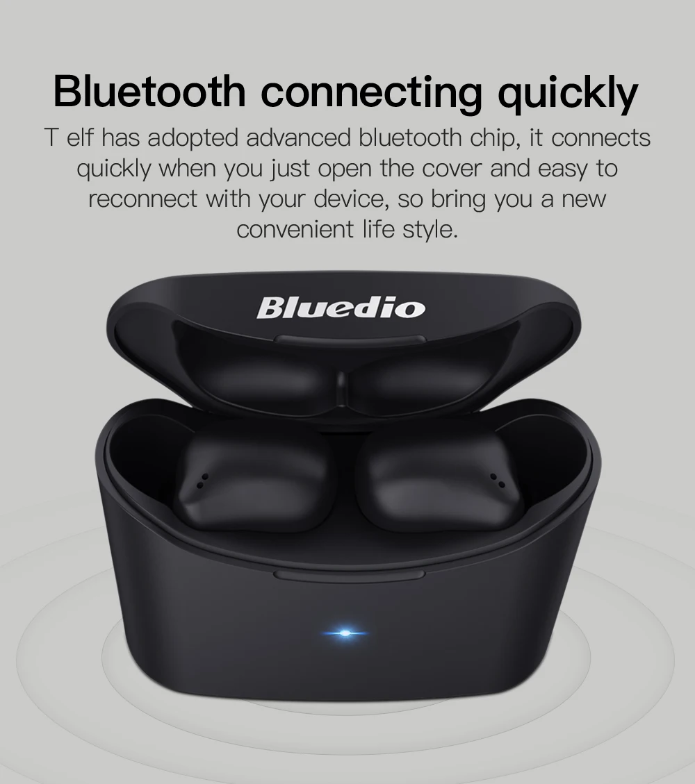 Bluedio T-elf 2 TWS Bluetooth спортивные беспроводные наушники в ухо bluetooth гарнитура с зарядным устройством микрофон для музыкального зала