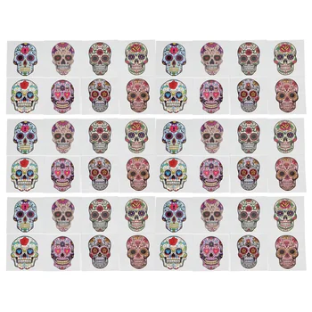 

48 pcs Temporary Tattoos Halloween Skull Waterproof Disposable Sticker Face Tattoo Body Stickers for Kids Adults