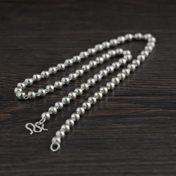 

Plain Silver Chain S925 Silver Hollow Silver Beads Wholesale Female Models W Silver Buckle Necklace
