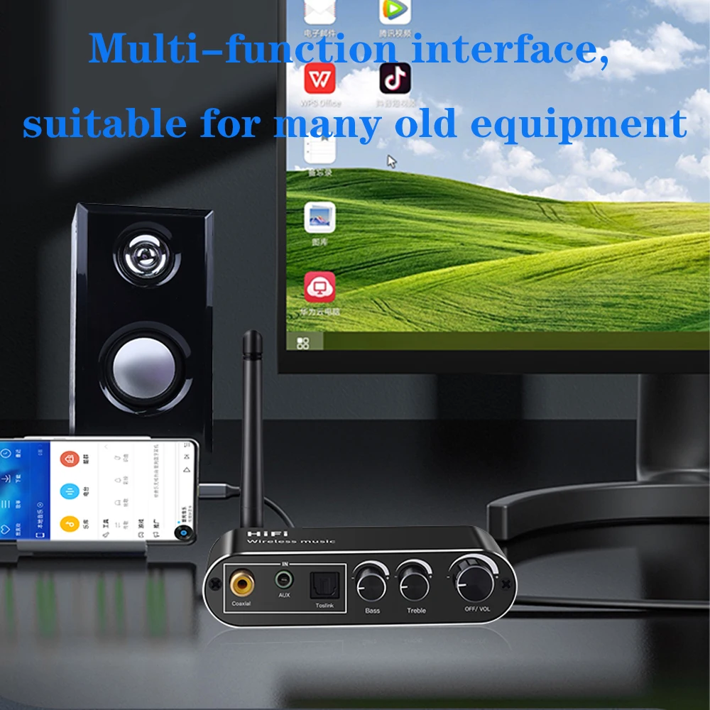 tebe Bluetooth 5.1 Receiver Digital to Analog Audio Converter Coaxial Optical Fiber 3.5mm Aux Wireless Adapter Support USB Disk
