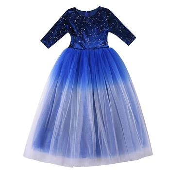 

New Fashion Kids Evening Dresses for Girls Child Princess Lace Wedding Costume Children Clothing Girls Dress 12 To 14 Years
