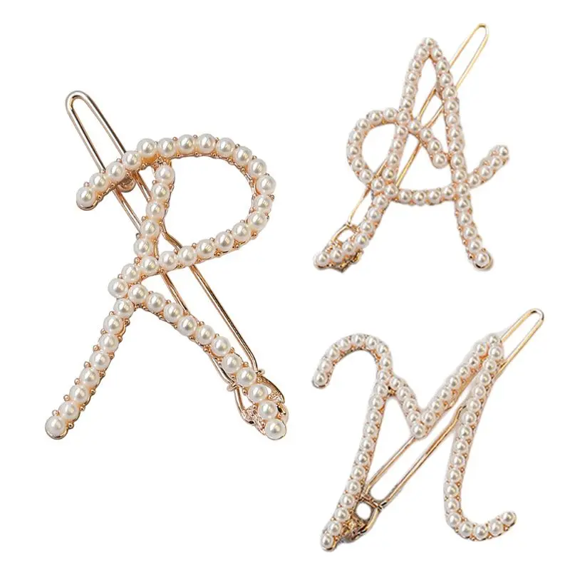 Женская имитация жемчуга; ожерелье лягушка Bobby Pins элегантный полый почерк заглавные буквы Свадебная заколка для волос Банкетный аксессуар для волос
