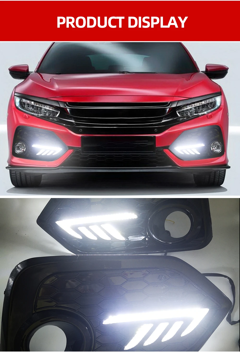 2 шт. для Honda CIVIC хэтчбек дневной ходовой светильник светодиодный DRL противотуманный светильник дальнего света желтый указатель поворота
