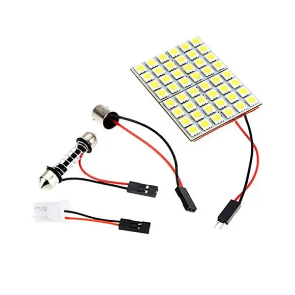 White Panel Light 48 SMD 5050 LED Interior Bulb T10 BA9S Adapter Dome Lamp