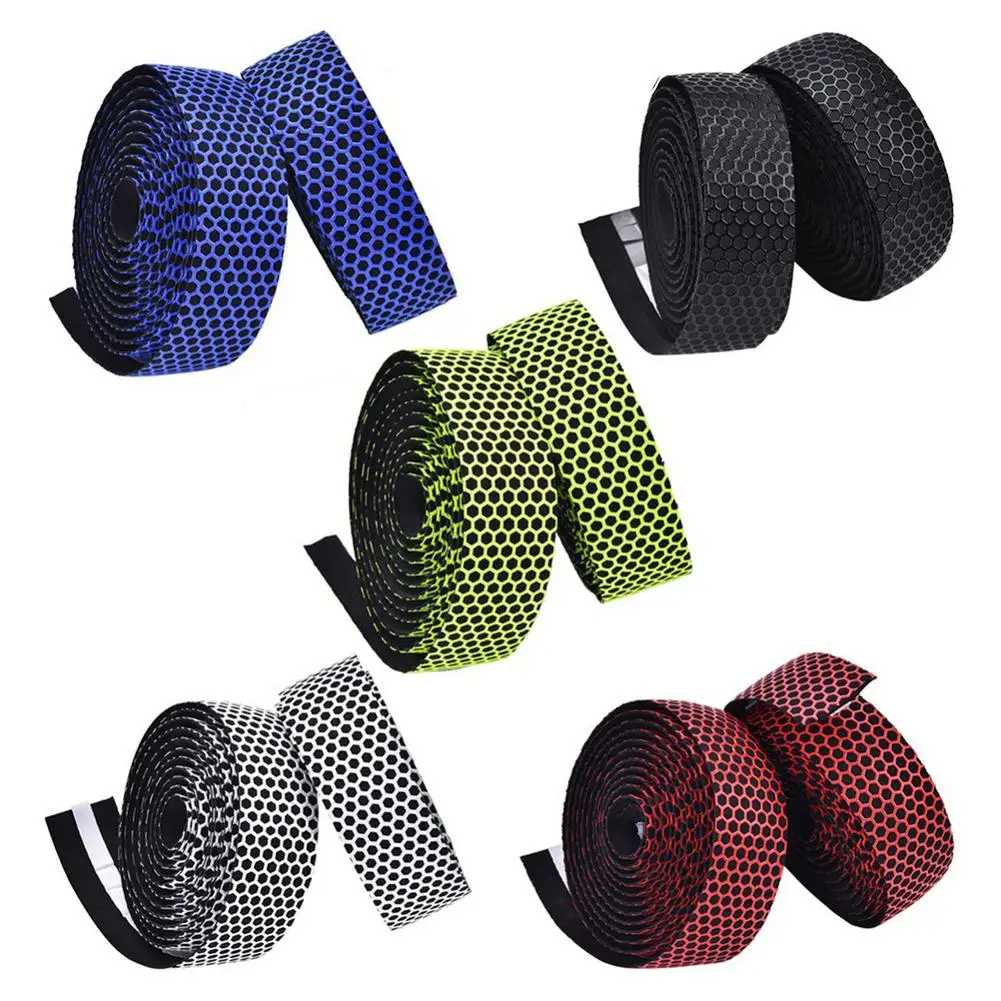 Mountain Road Bike Handlebar Tape Honeycomb Design Anti-Slip Silica Gel Shock Absorption Cycling Bar Tape Bicycle Accessories