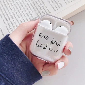 

Boobs breasts pattern Earphone Case For Apple AirPods 1 2 Soft TPU Transparent Cover For Airpods Accessories