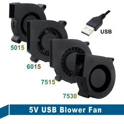 Ventilateur de refroidissement USB 5V, 6015S, 60x60x15mm, 60mm, 75mm, 7515, 7530, 50mm, 2 pièces par Lot 