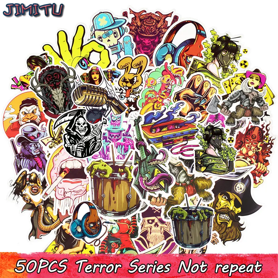 50pcs Terror Punk Stickers Mixed Dark Sexy Graffiti Stickers for DIY Sticker on Bicycle Luggage Laptop Skateboard Fridge Guitar 10 30 52pcs exploding english alphabet stickers diy travel luggage guitar fridge laptop cool graffiti sticker kid decal