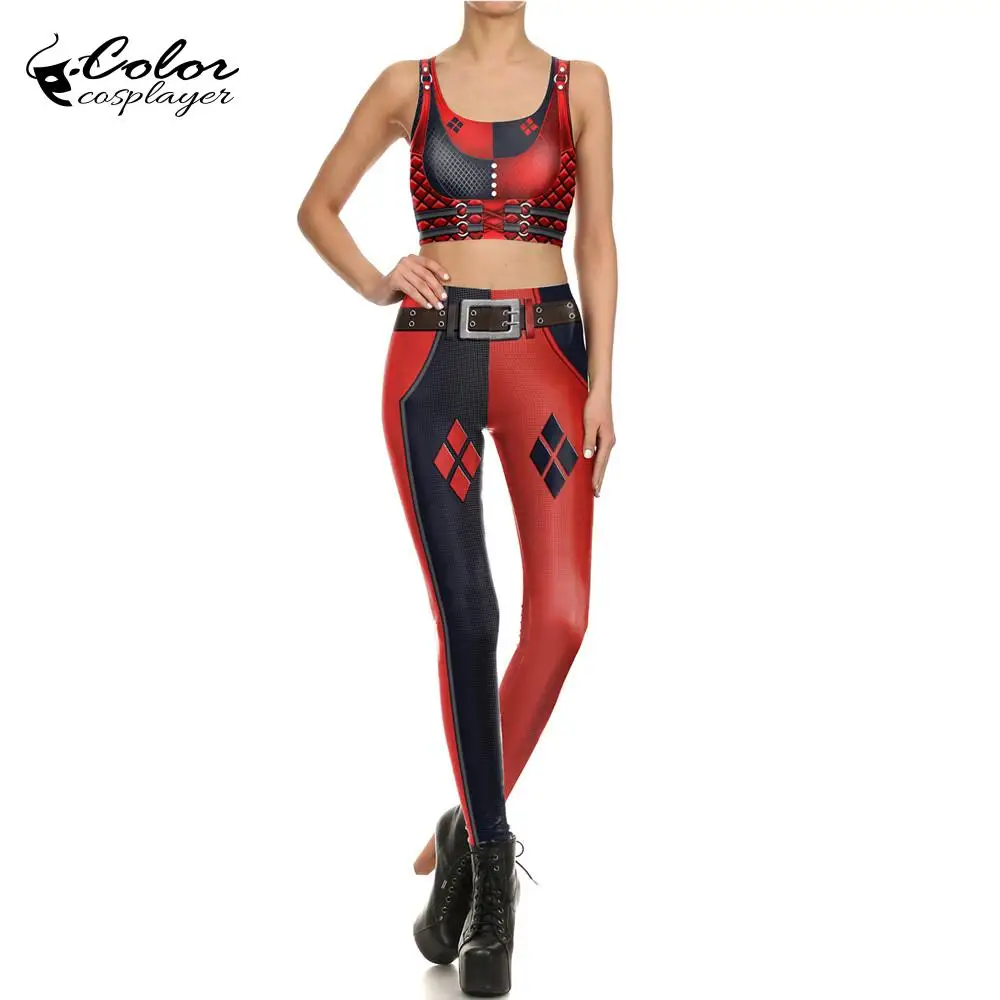 Цветной косплейер комикс Джокер Harley Girl комплекты леггинсов для фитнеса женские