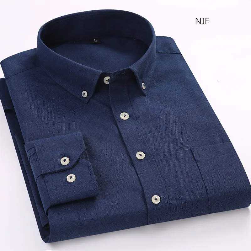 Dark blue Новинка, тонкая оксфордская текстильная рубашка, мужская рубашка, мужские рубашки, chemise homme, мужские рубашки, рубашки с длинным рукавом, без карманов - Цвет: Dark blue