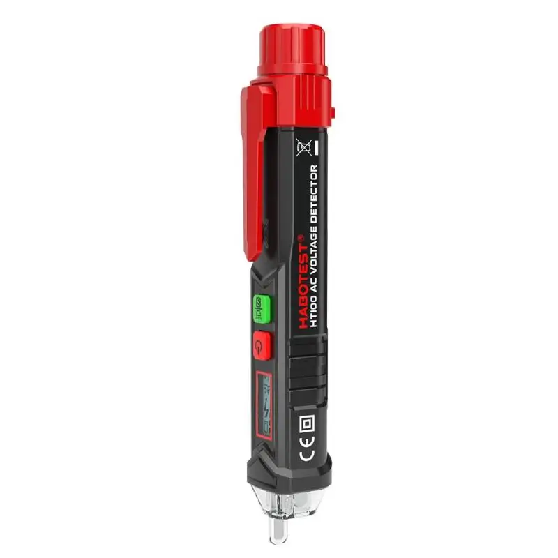 

HABOTEST HT100 Multi-function Non-contact Digital Display AC 12V-1000V 48V-1000V Voltage Test Pen Detector with LED Sound Alarm