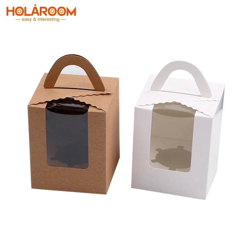 Holaroom 10pcs Торт упаковка Коробки мусс для Маффин десерт коробка 1 зерна кекса ящик