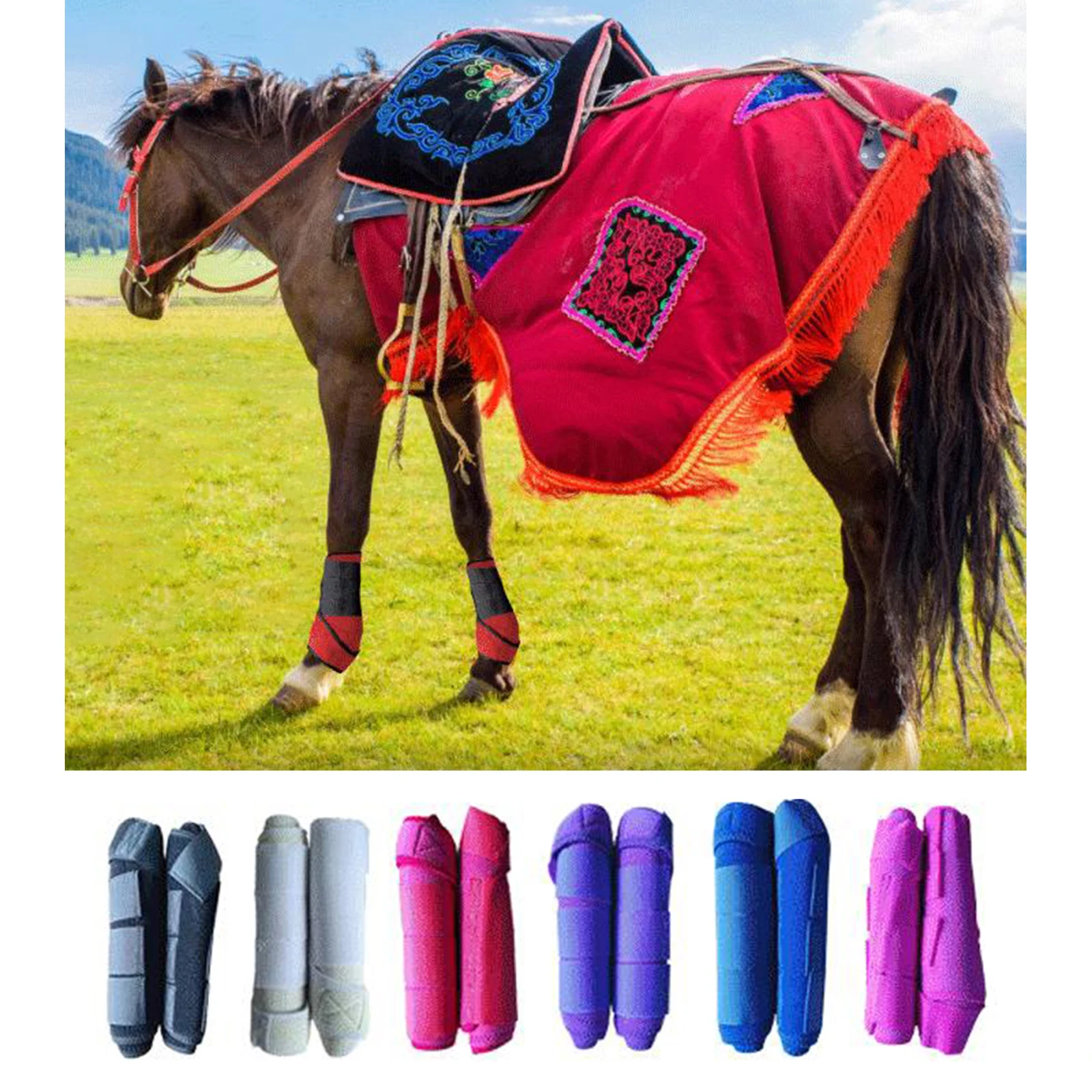 Horse Pony Tendon Boots Equestrain Front Rear Legs Protect Support Brushing Boot
