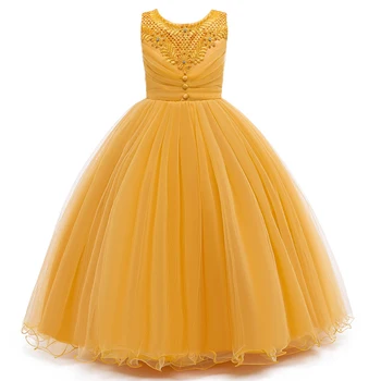 

2020 3-11 Years Flower Lace Dress Girls Clothes Princess Party Pageant Long Gown Kids Dresses for Girls Wedding Evening Clothing