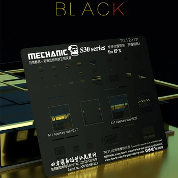 

Mechanic S30 0.12MM Black Steel Mesh BGA Reballing Stencil High temperature 500°C For iPhone XS MAX XR X 8P 8G 7 G 7P 6S 6
