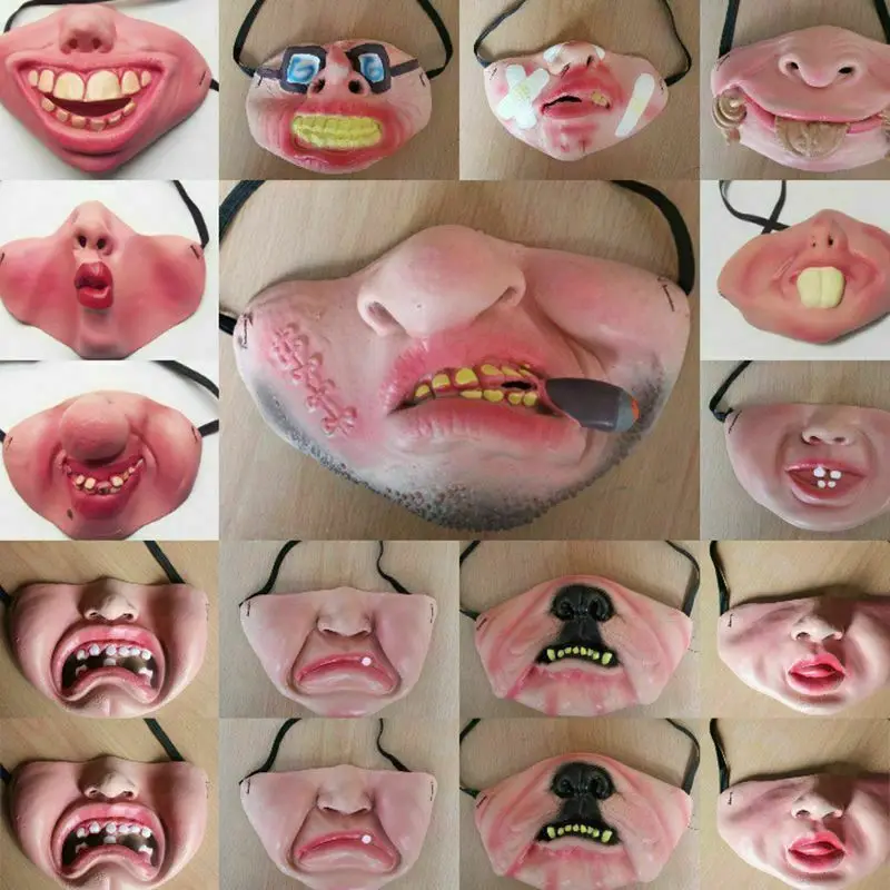 

7 Style Adult Scary Clown Latex Mask Joy Cosplay Props Humorous Elastic Band Half Face Party Halloween Latex Masks Funny