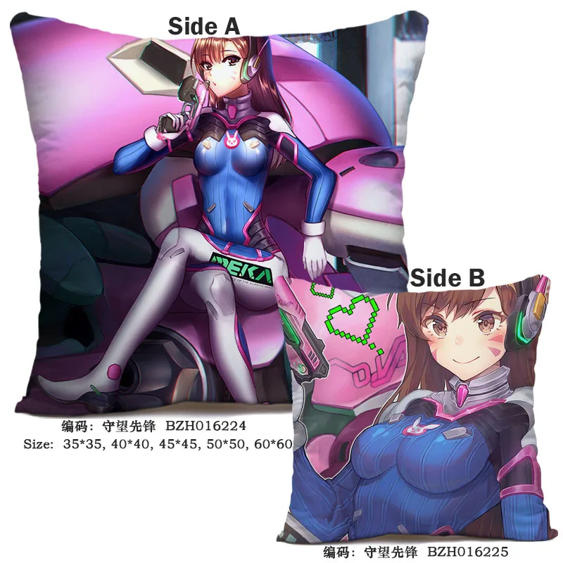 45X45 см аниме игра Overwatch наволочка OW dva Mercy Mei Hanzo Genji Reaper Dakimakura Чехол 3D двухсторонний принт наволочка