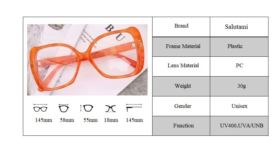 Анти-синий светильник, большие очки, оправа для женщин, большая оправа, брендовые солнцезащитные очки в форме банта, женские компьютерные прозрачные оттенки, черный, оранжевый