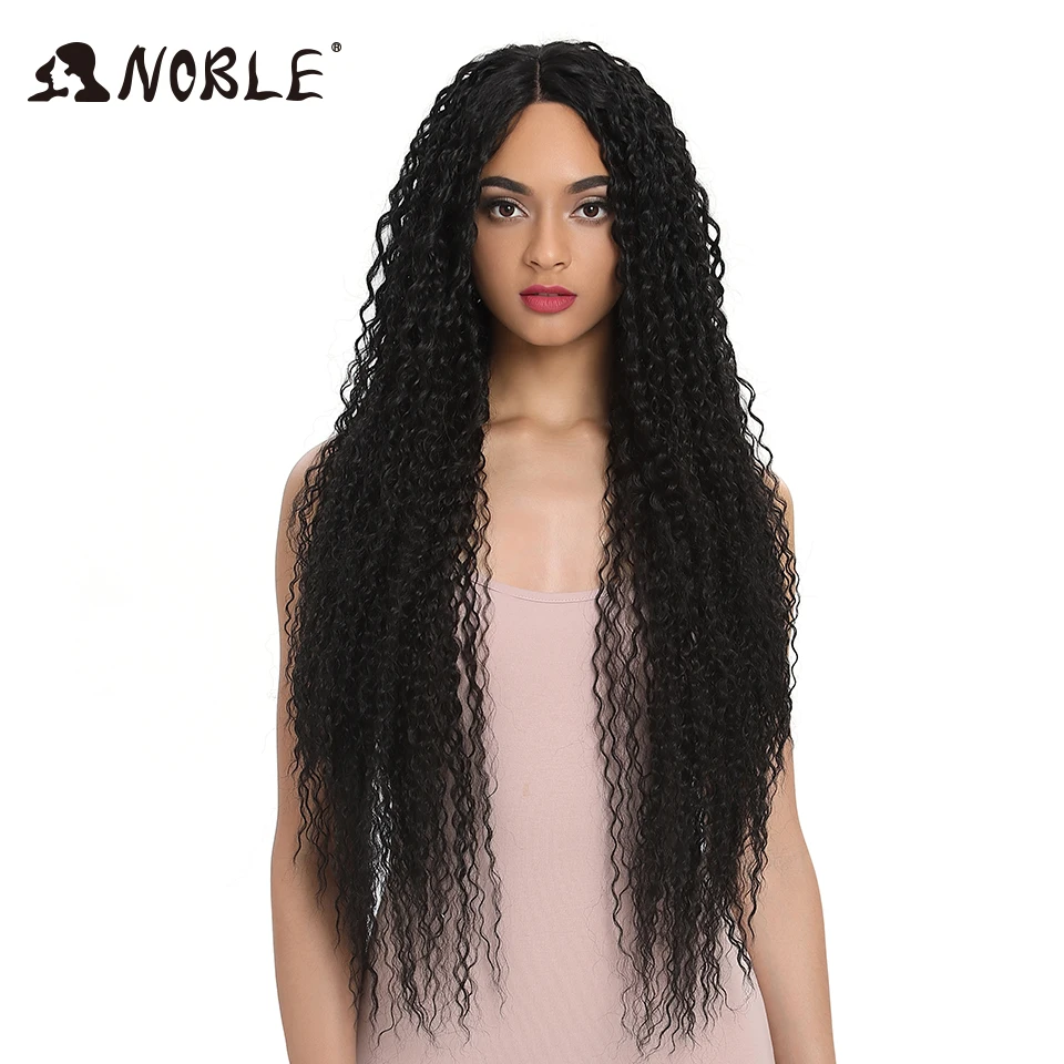 

Noble Synthetic Wig Lace Front For Women Long Part 38 Inch Long Curly Ombre Blonde Wig With Dark Roots Wavy Heat Resistant