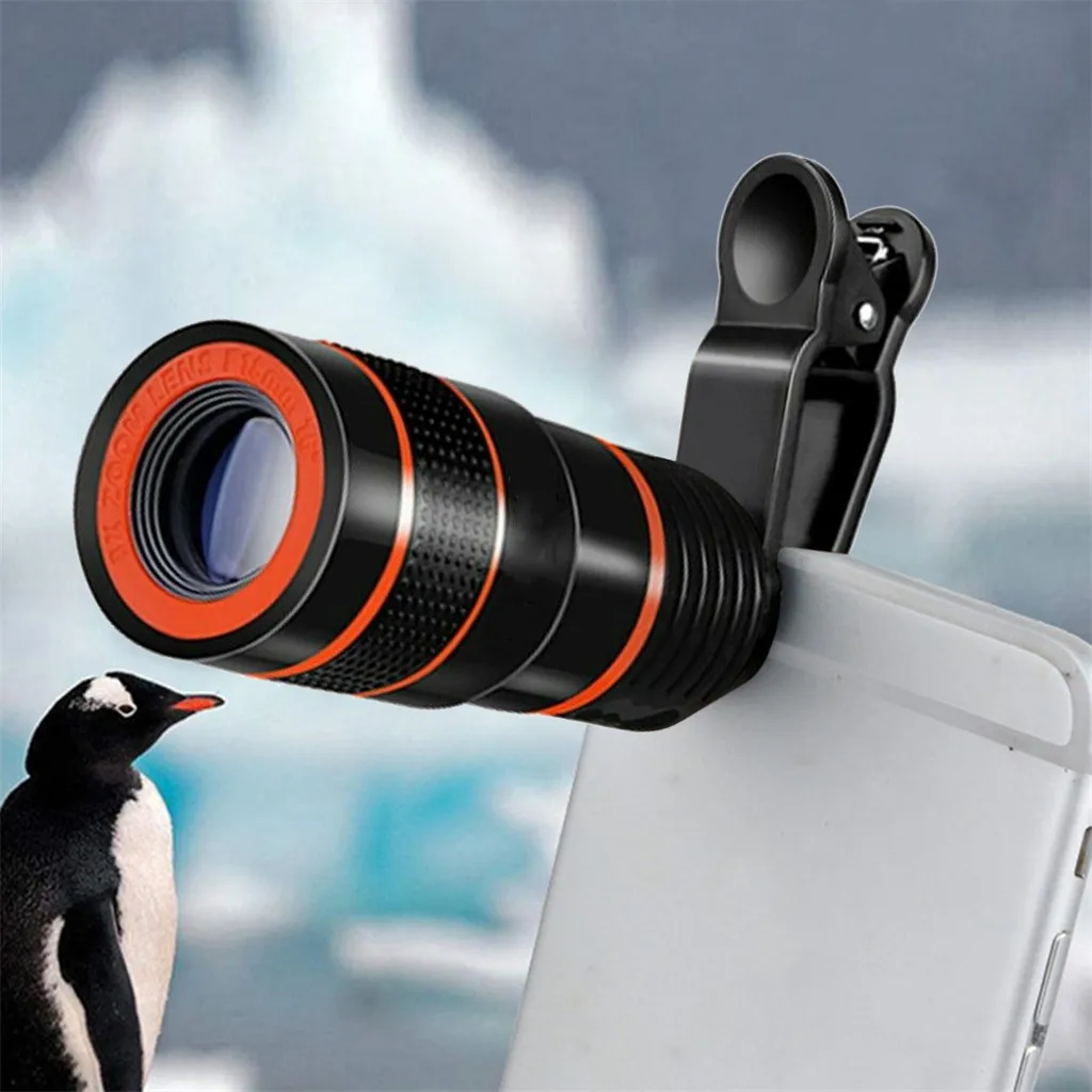 Объектив камеры телефона 12X Zoom для смартфона 2 в 1 HD Монокуляр с двойным