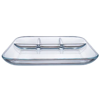 

1pc Transparent Heat-resistant Plate Glass Dish Square Plate for Home