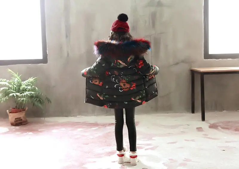 Детские куртки для девочек, зимние пальто с хлопковой подкладкой детская верхняя одежда Осенняя теплая куртка с меховым капюшоном для девочек 4, 6, 8, 10, 12, 13 лет