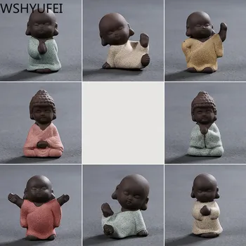 

Small Buddha statue monk figurine tathagata India Yoga Mandala tea pet Handmade Purple clay crafts decorative Home ornaments