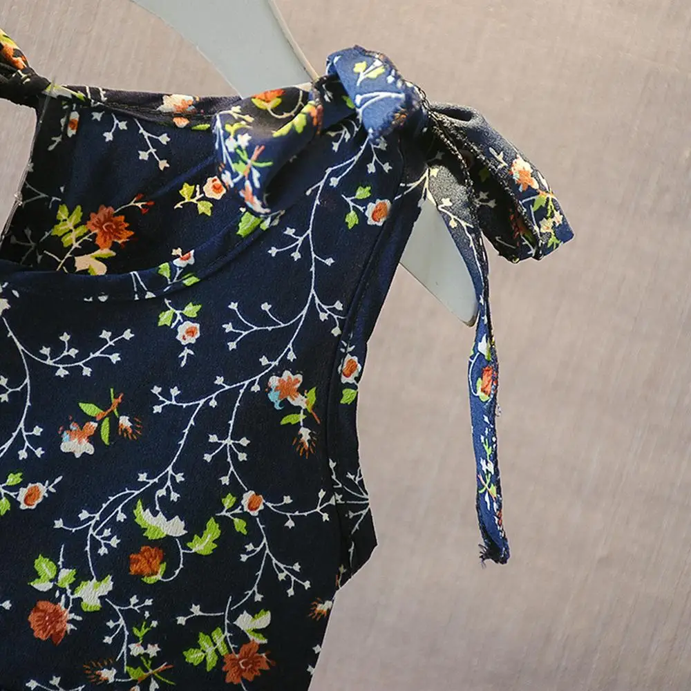 Зимнее платье для малышей Vestido без рукавов с бантом и цветочным рисунком