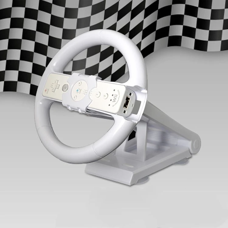White Multiangle Axis Mari O Racing Game Steering Wheel Stand Dock