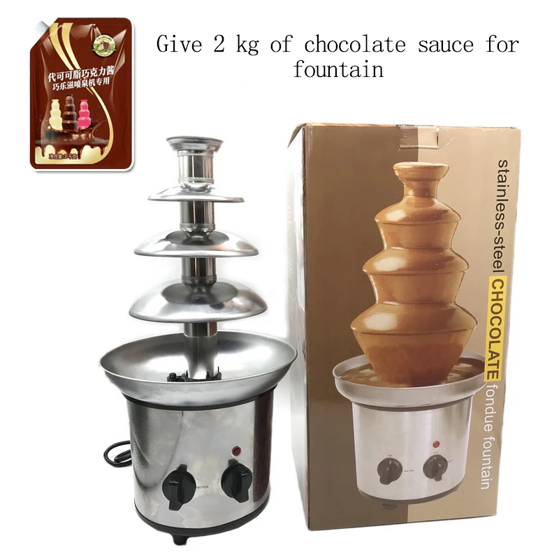 Stainless Steel Four-Layer Chocolate Fountain Machine Large-Capacity Melting Pot Small Dessert Party Wedding Supplies
