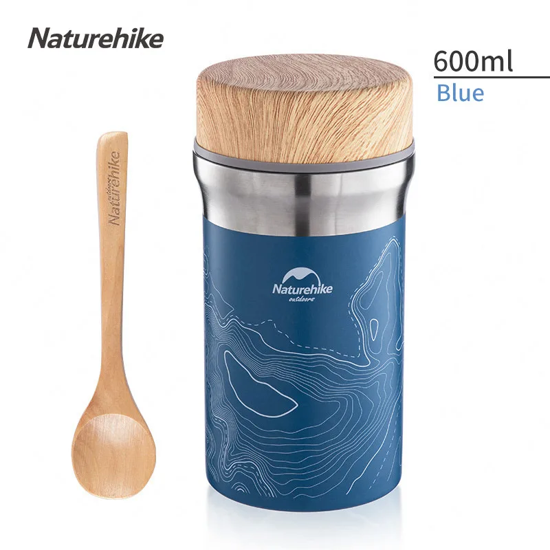 Blue-600ml Naturehike походная кулинарная чашка, портативная чашка для самокипячения, 600 мл, сохраняющая тепло/холода, нержавеющая сталь, герметичная, Туристическая посуда - Цвет: Blue-600ml