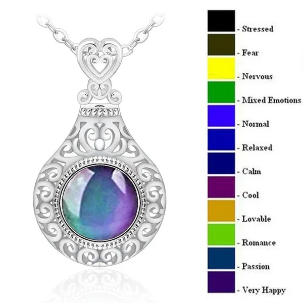 

Vintage Retro Pendant Necklace for Women Mood Emotion Feeling Changeable Color Temperature Control Necklace Trendy Jewelry