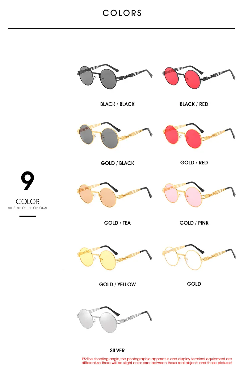 SITTEEH солнцезащитные очки в стиле стимпанк для мужчин и женщин, металлические очки, круглые очки, фирменный дизайн, солнцезащитные очки, зеркальные, высокое качество, UV400