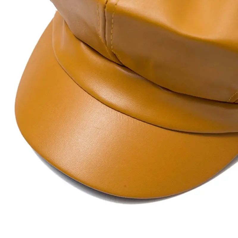 Осенне-зимний женский берет в стиле ретро из искусственной кожи в британском стиле, плоская восьмиугольная кепка, регулируемая Женская шапка DXAA