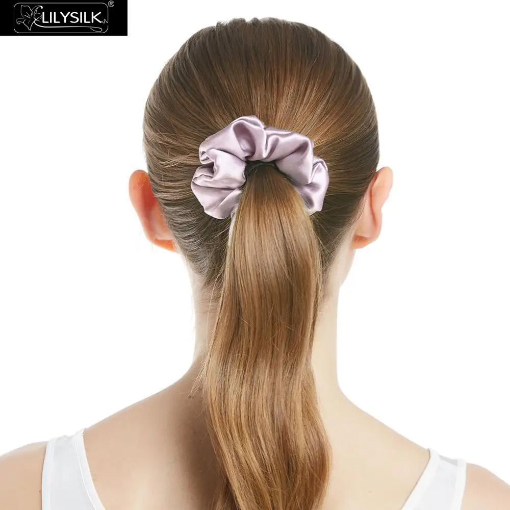 LilySilk Scrunchy Charmeuse Hair Bands Women 100 Pure Silk Head Rope Rubber Girl Accessories Soft Care Luxurious Free Shipping - Цвет: Rosy Pink