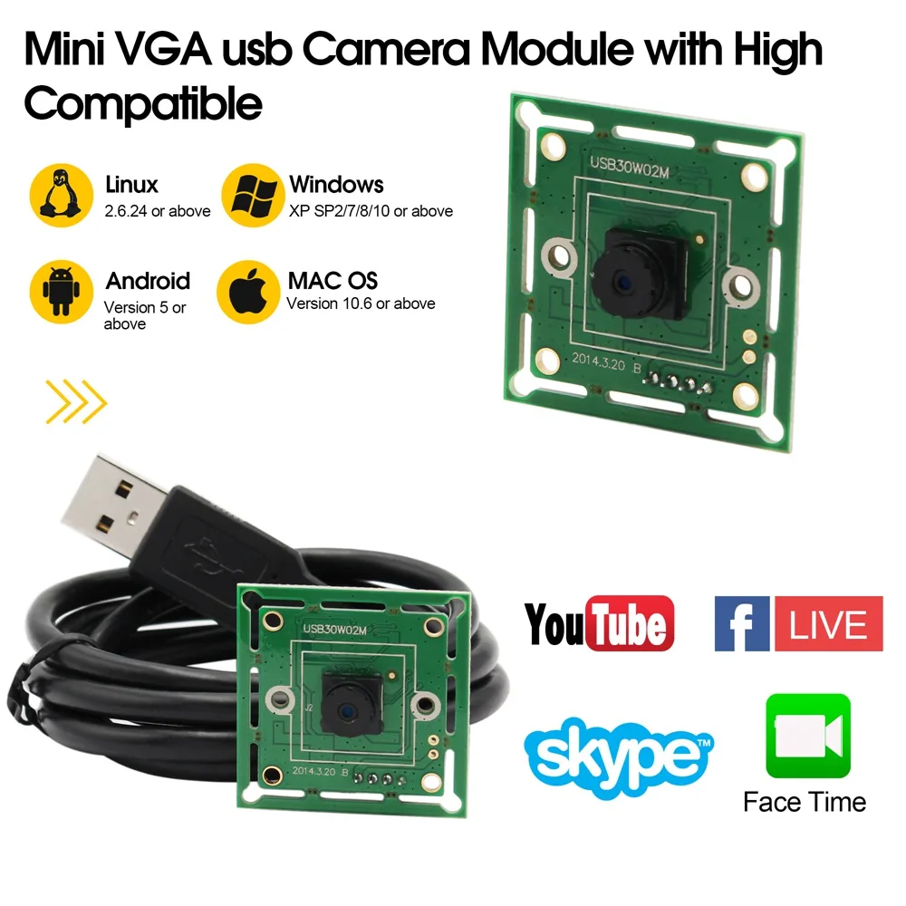 ELP Mini M7 Lens веб камера 640*480 VGA 60fps USB2.0 OmniVision очень маленькая 32x32 мм USB с цветным cmos