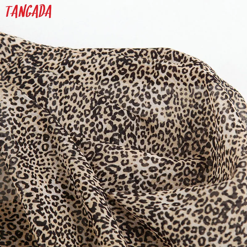 Tangada, Женская Ретро леопардовая блузка с животным принтом, с галстуком-бабочкой, с длинным рукавом, шикарная Женская Повседневная Свободная рубашка, blusas femininas 6Z04