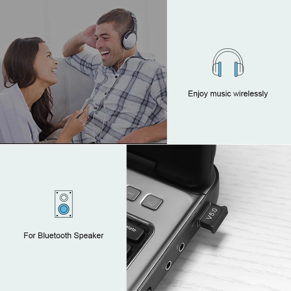 Kebidumei USB ключ беспроводной адаптер Bluetooth 5,0 ключ Музыкальный звуковой приемник адаптер Bluetooth передатчик для компьютера ПК