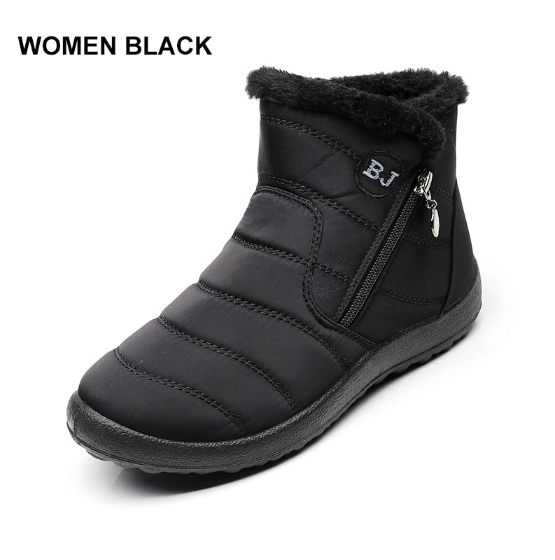 Merkmak/Новинка года; Зимняя мужская обувь; модные теплые зимние ботинки; нескользящие водонепроницаемые ботильоны; однотонные ботинки для пар; большие размеры - Цвет: women black