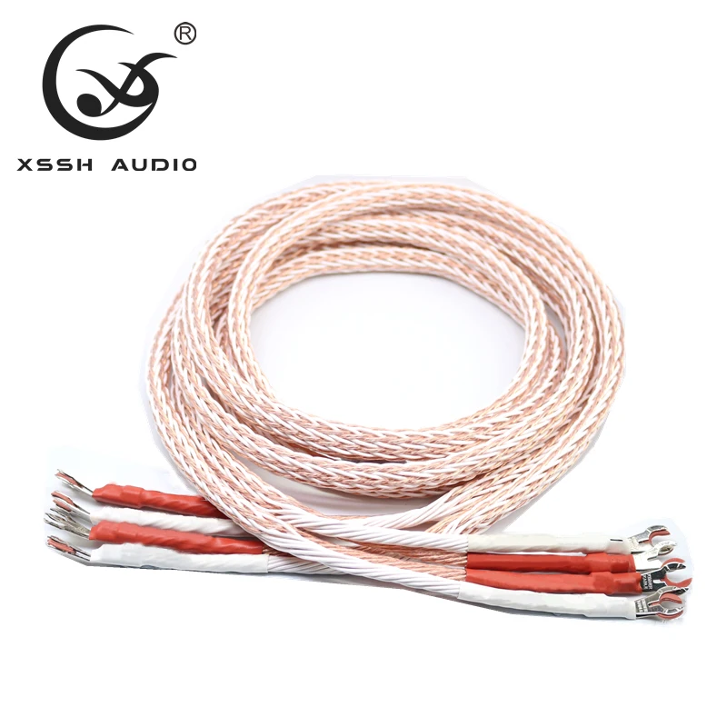 Hifi Speaker Wire Xssh Audio Diy Placcato In Oro Tipo Di Pistola Piegato Spina A Banana Spade 12Tc 24 Core 4N Ofc Cavo Per Altoparlante In Rame Puro