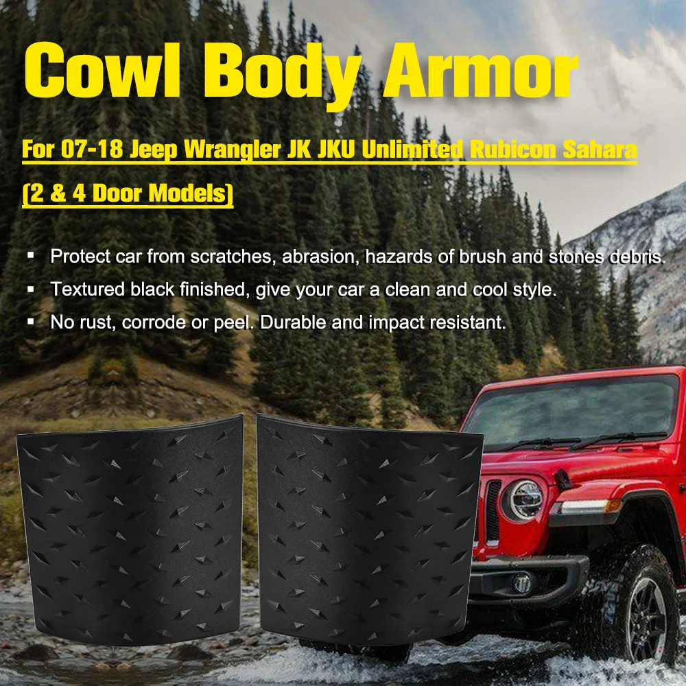1Pair ABS Car Cowl Body Armor Outer Engine Hood Cowling Cover for Jeep Wrangler JK Rubicon Sahara Auto Styling Accessories car engine hood cover