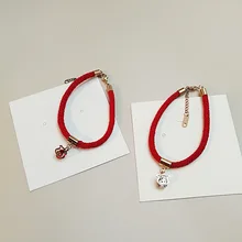 Титановая сталь, красная веревка, розовое золото, браслет с поросенком, простая пара, украшение для рук, год, Зодиак, браслет