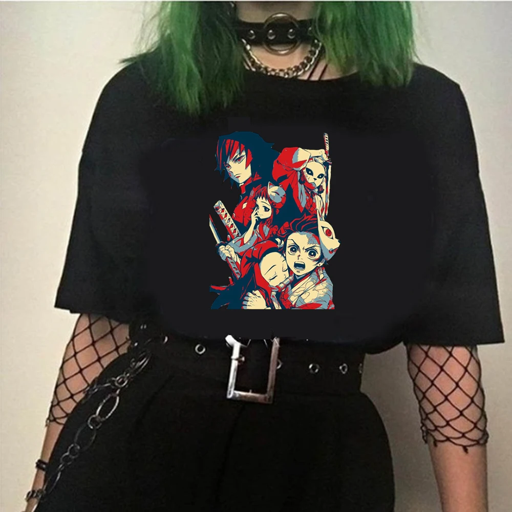 Demon Slayer Japanese Anime T Shirt Men Women Funny Friend T-shirt Tee Clothes Kimetsu No Yaiba Unisex Short Top | Женская одежда