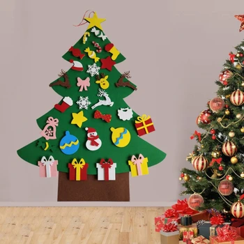 

DIY Felt Christmas Tree Set Kit with 30Pcs Removable Ornaments Felt Xmas New Year Toys Decorations Home Decor