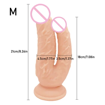 Huge Double Dildos Double Penetration Vagina and Anus Soft Penis Realistic Dick Sex Toys Phallus Double Headed Dildo for Women 3